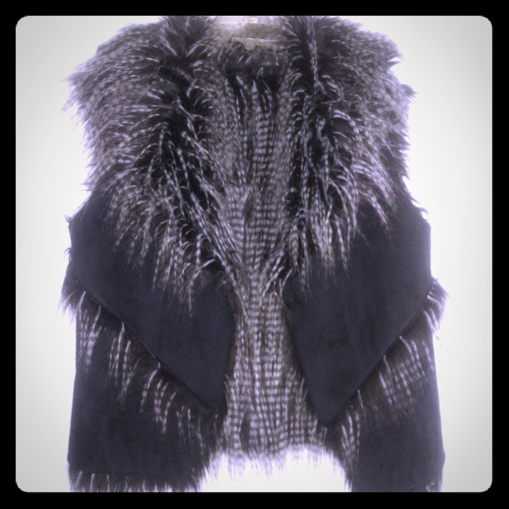 Black Suede & Mohair Reversible Vest